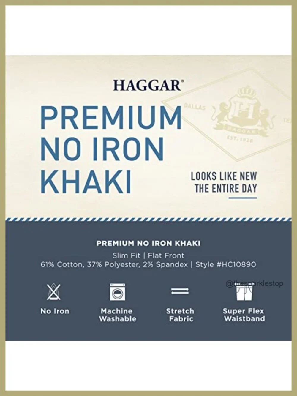 Haggar Men's Slim Fit Flat Front Casual Pant No Iron Stretch Flex Waist
